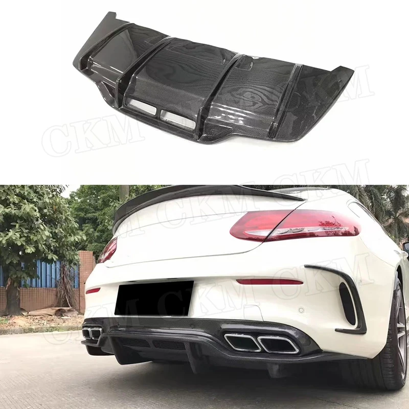 For C Class W205 C205 C63 Coupe 2015-2017 Carbon Fiber Rear Bumper Diffuser 3