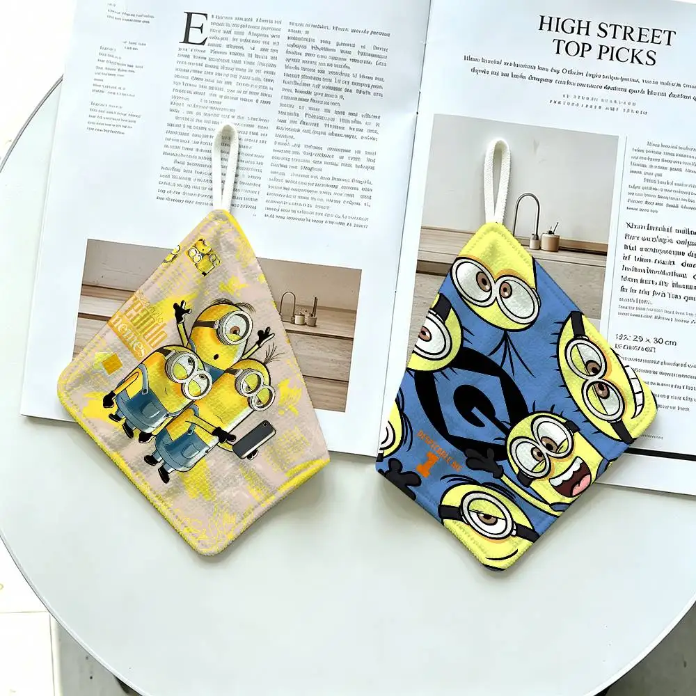 Cartoon Movie M-Minions Hanging Kitchen Towel, Polyester Cotton Material, Multipurpose Hand Wiping Towel for Family