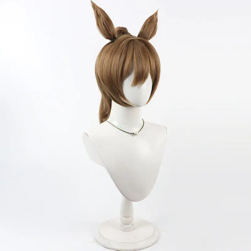Smart Falcon Cosplay Wig Brown Ponytail Cosplay Hair With Ears Game Pretty Derby Role Play For Comicon Party Adult Women Men
