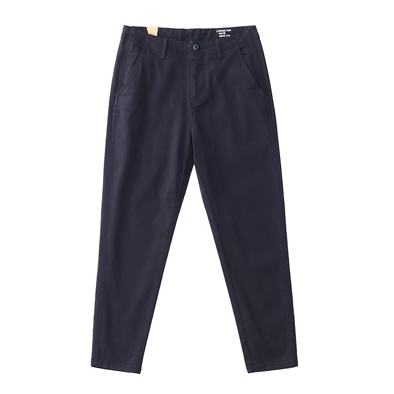 2024 Spring Autumn New American Retro Woven Twill Tapered Pants Men\'s Simple 85% Cotton Washed Casual Chino Trousers Over Size