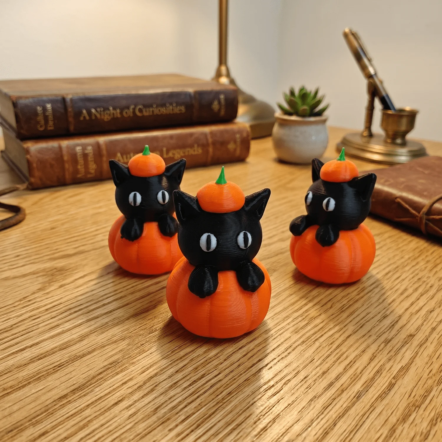 Whimsical Pumpkin Cat Miniature Creative Sculpture, Cat and Pumpkin Statue Home Ornament, Perfect for Your Decor! for Halloween