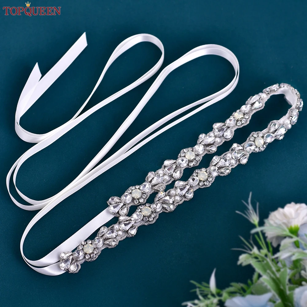 TOPQUEEN Handmade Belt Diamond Wedding Belt Dress Waist Seal Runway Gown Styling Waist Cinching Bridal Accessories S472