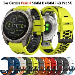 Breathable Sport Silicone Band For Garmin Fenix E 8 Solar 47 51mm 7 7X Bracelet Quickfit 26 22mm Watch For Garmin Enduro 3 Strap