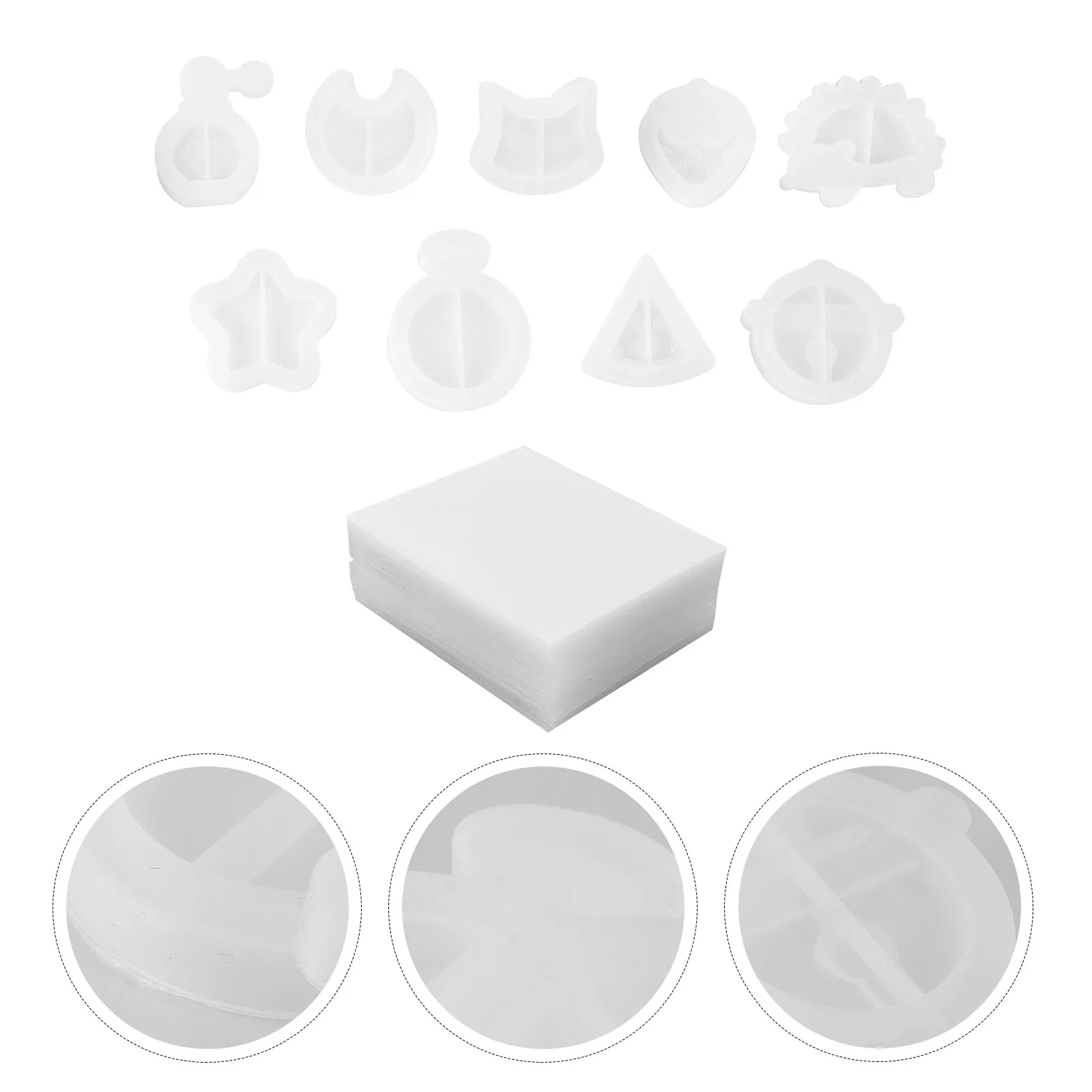 

9Pcs Resin Shaker Keychain Mold Silicone Flexible Smooth DIY Jewelry Pendant Making Kit for Earrings Necklace Charms Key Chain