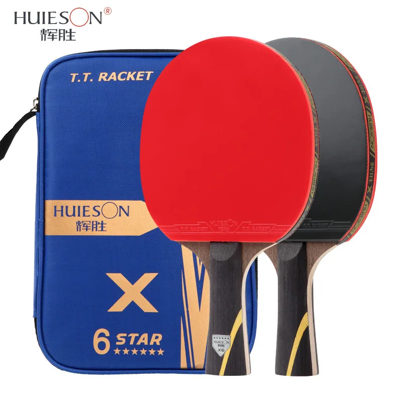 (2pcs/pair) Huieson 6 Star Table Tennis Racket Pingpong Paddle Pimples in Rubber Carbon Fiber Blade Pingpong Racket