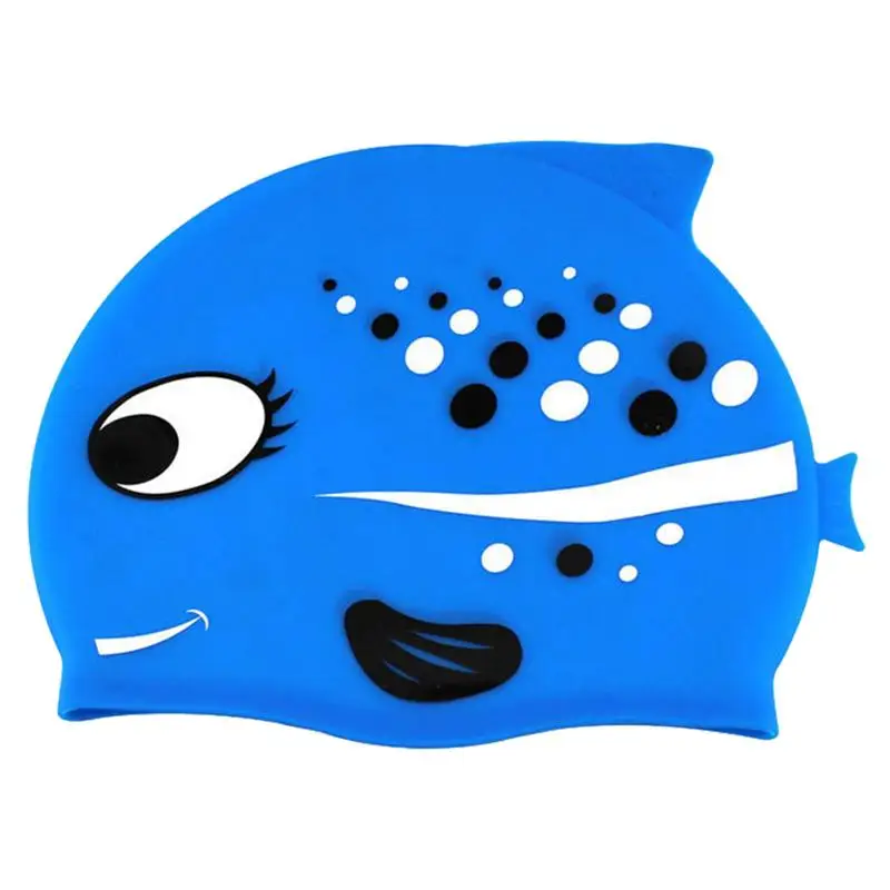 Hair Hat For Swimming Adorable Silicone Swimming Hat Spotted Fish Pattern Silicone Bathing Hair Hat Flexible Cute Training