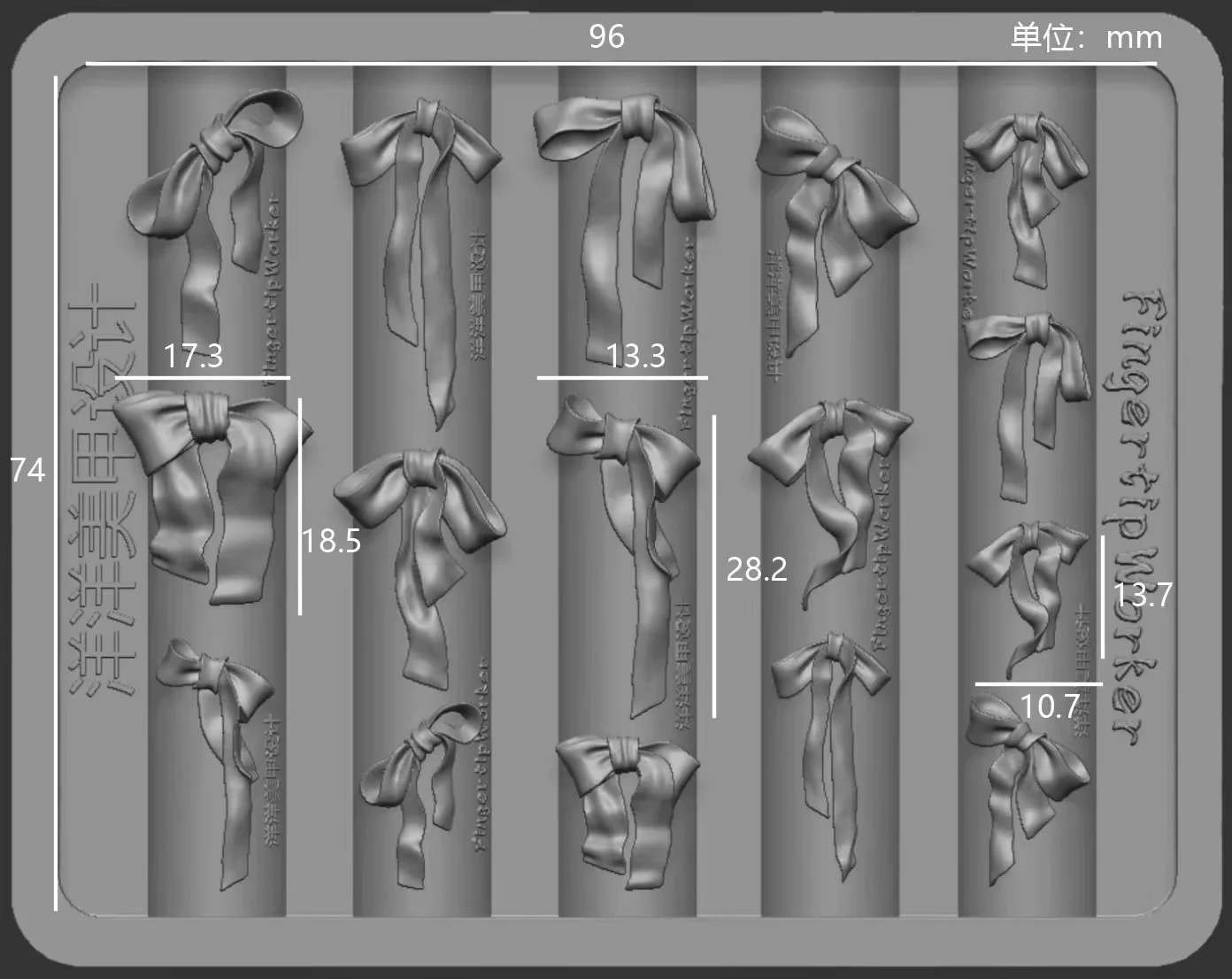 1Pc Handmade Christmas Chain Bows  Chain Lace Bow 3D Acrylic Mold Nail Art Decorations  DIY Silicone Nail Templates
