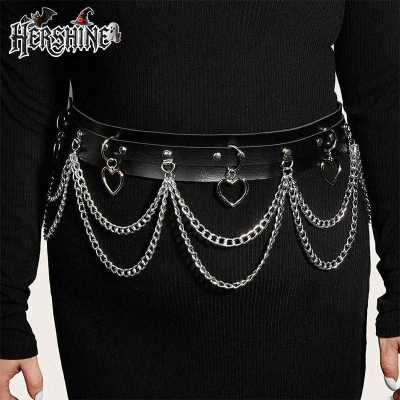 

HERSHINE женский модный пояс больших размеров в форме сердца, украшенный цепочкой, Y2K, готический панк, Харадзюку, рок, хип-хоп, стиль, весна, лето