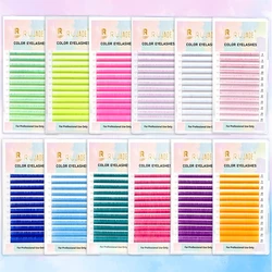 RUJADE Colorful Russian Volume Eyelashes Purple Blue Pink Green Yellow Ombre Mixed Color Eyelash Extension Faux Mink Individual