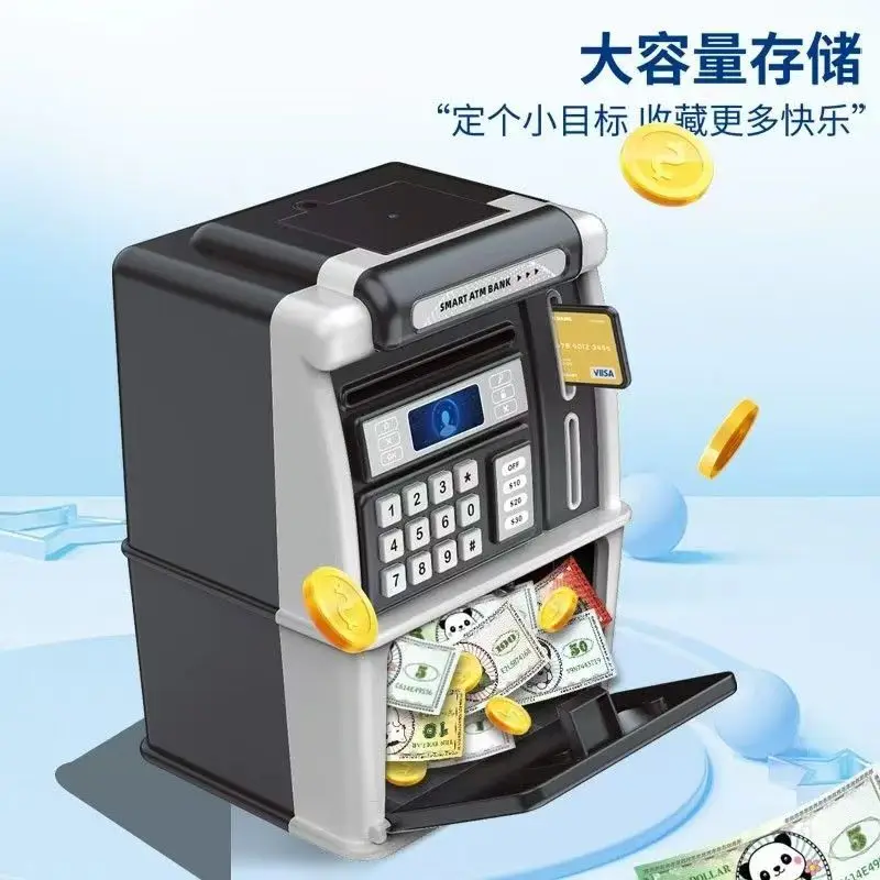 Mini tirelire ATM jouet, avec carte et mot de passe, reconnaissance de pièces et de billets, calculatrice de solde/cadeau jouet adapté aux enfants de plus de 6 ans