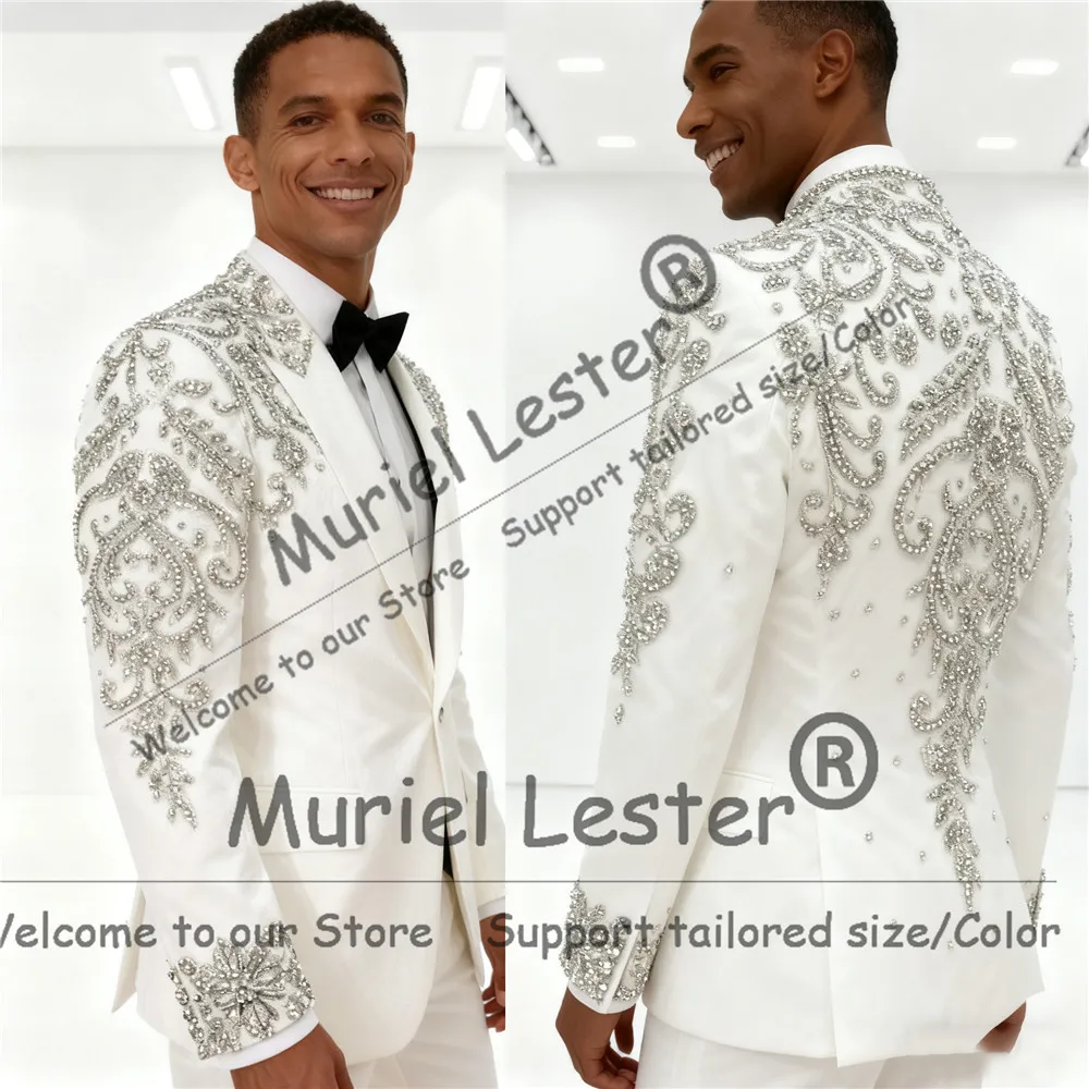 

Металлические смокинги из бисера, мужские костюмы для свадьбы, выпускного вечера, жениха, комплекты из 2 предметов, смокинги для жениха, нарядные пиджаки для выпускного вечера, приталенный костюм Homme