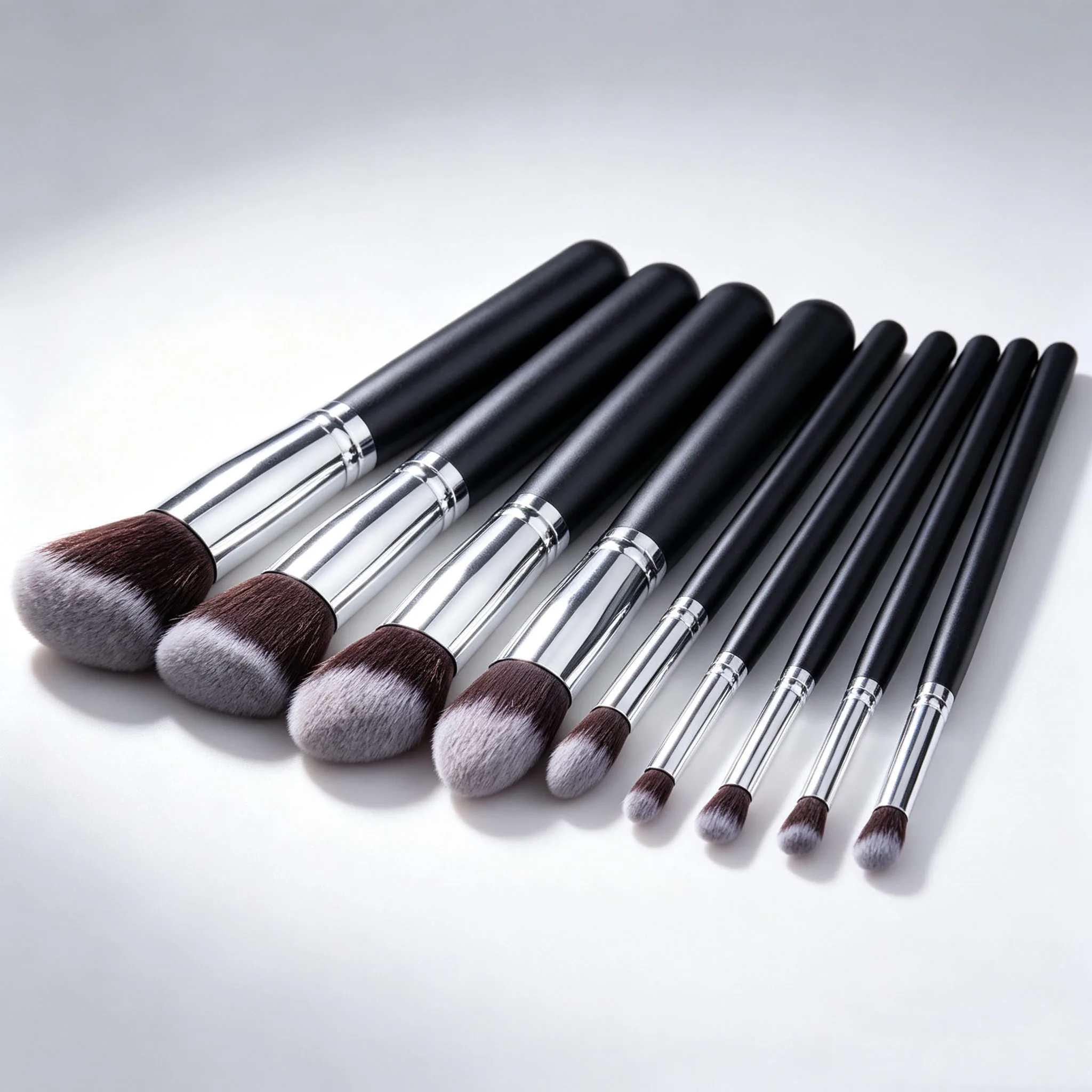 10-teiliges Make-up-Pinsel-Set für Anfänger – Pinsel für Foundation, Puder, Rouge und Lidschatten, einfach zu verwendende schwarze Beauty-Tools für das tägliche Make-up