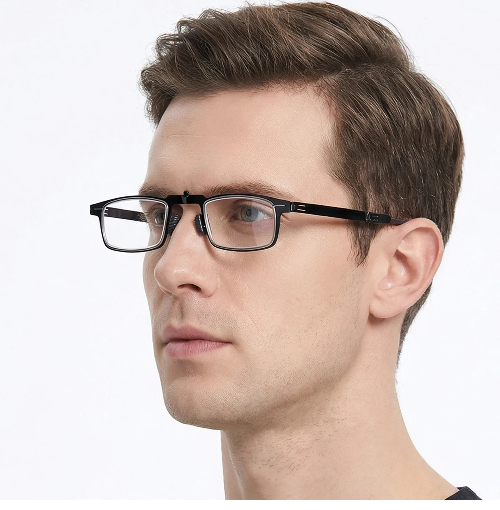 Ultraleichte, faltbare Lesebrille aus Metall für Damen und Herren, tragbare Presbyopie-Brille, faltbare Anti-Blaulicht-Brille für Herren – Detail 2