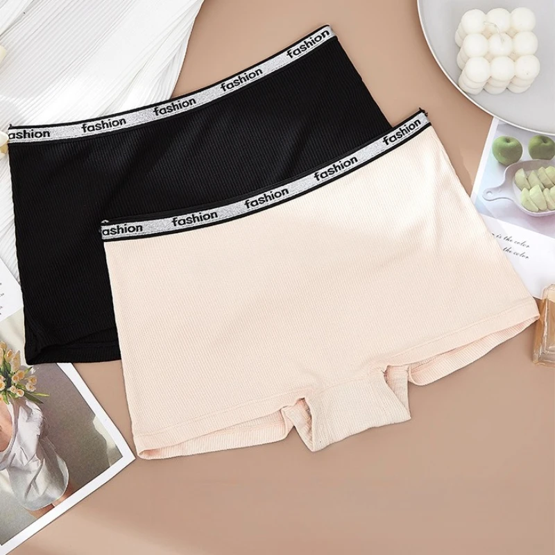 

Women Panties Sexy Solid Briefs Sports Shorts Breathable Seamless Boxers Sweet Girl Safety Pants Ladies Letter Belt Underwear