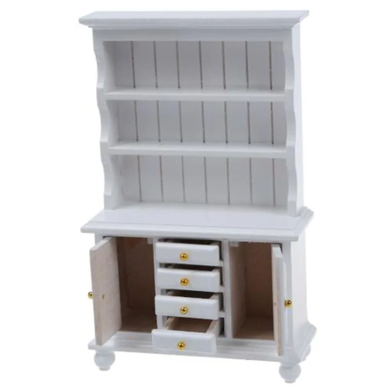 1/12 Dollhouse Miniature Furniture Multifunction Wood Cabinet Bookcase White