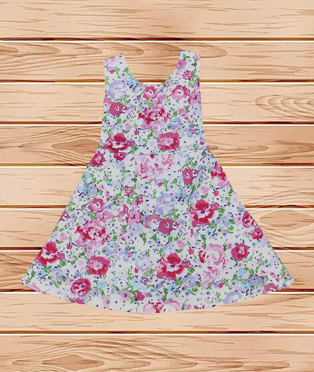 

3.27 Wholesale Hot Sale western boutique kids children Baby Girls Pink Flowers Sleeveless Athletic Dresses