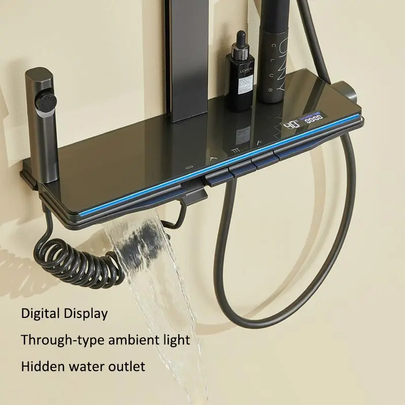 Imagem -02 - Household Supercharged Shower Grupo Temperatura Constante Banheiro Leite Branco Digital Pequeno Apartamento Cabeça de Chuveiro Cinza Novo