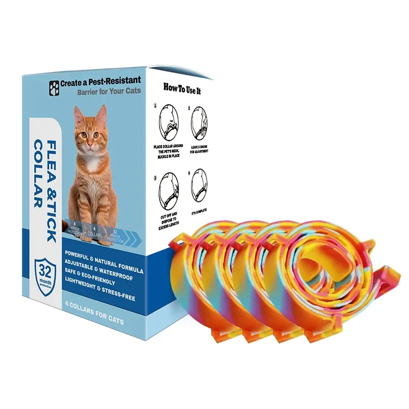 

Pet cat and dog essential oil collar 4 sets of anti-tick parasite flea adjustable size pet decorative collar