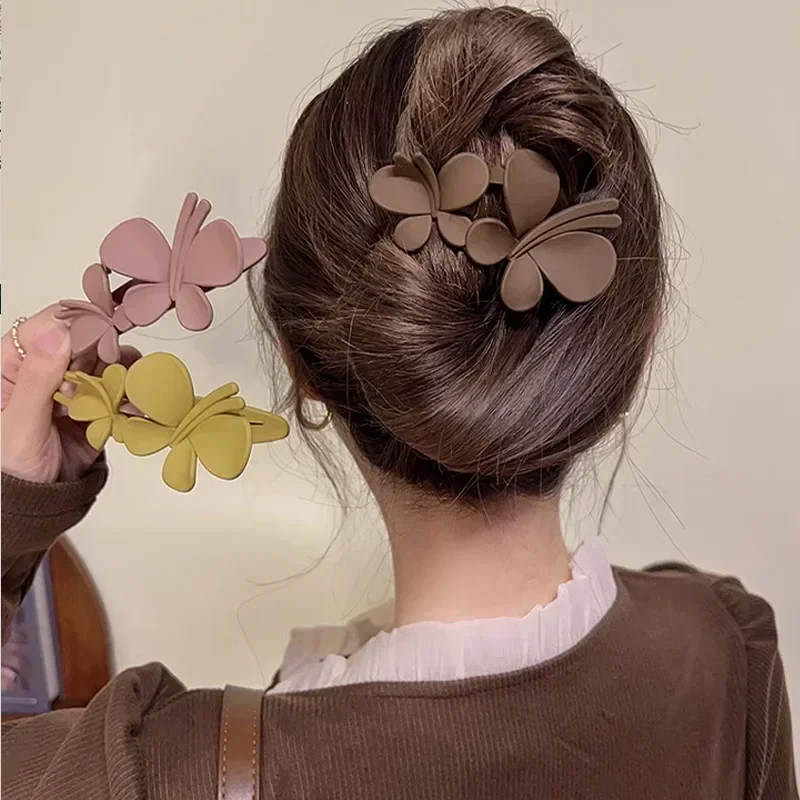 Butterfly Hairpin Solid Color Acrylic Hair Clips Claw Duckbill Ponytail Headwear Women Hair Accessories Fashion Barrette