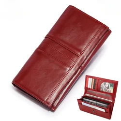 2024 Hot Sale Genuine Leather Women Wallet Long Multi-Card Holder Large Capacity Wallet for Women Mobile Phone Purse