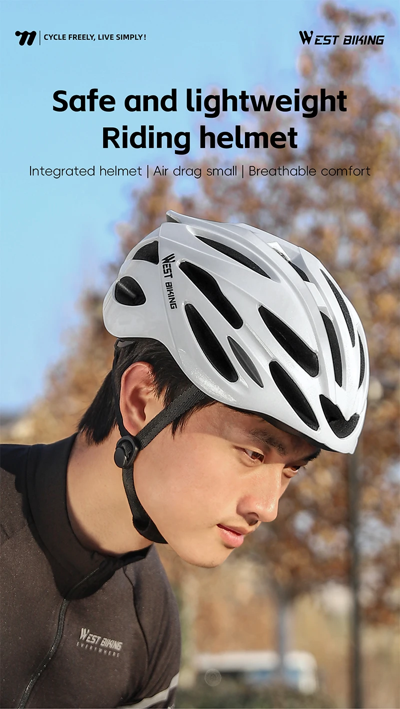 WEST BIKING Fahrradhelm, leicht, integriert geformt, 24 Belüftungslöcher mit Moskitonetz für Mountainbike, Rennrad, Herren, Damen, Sicherheit – Detail 1