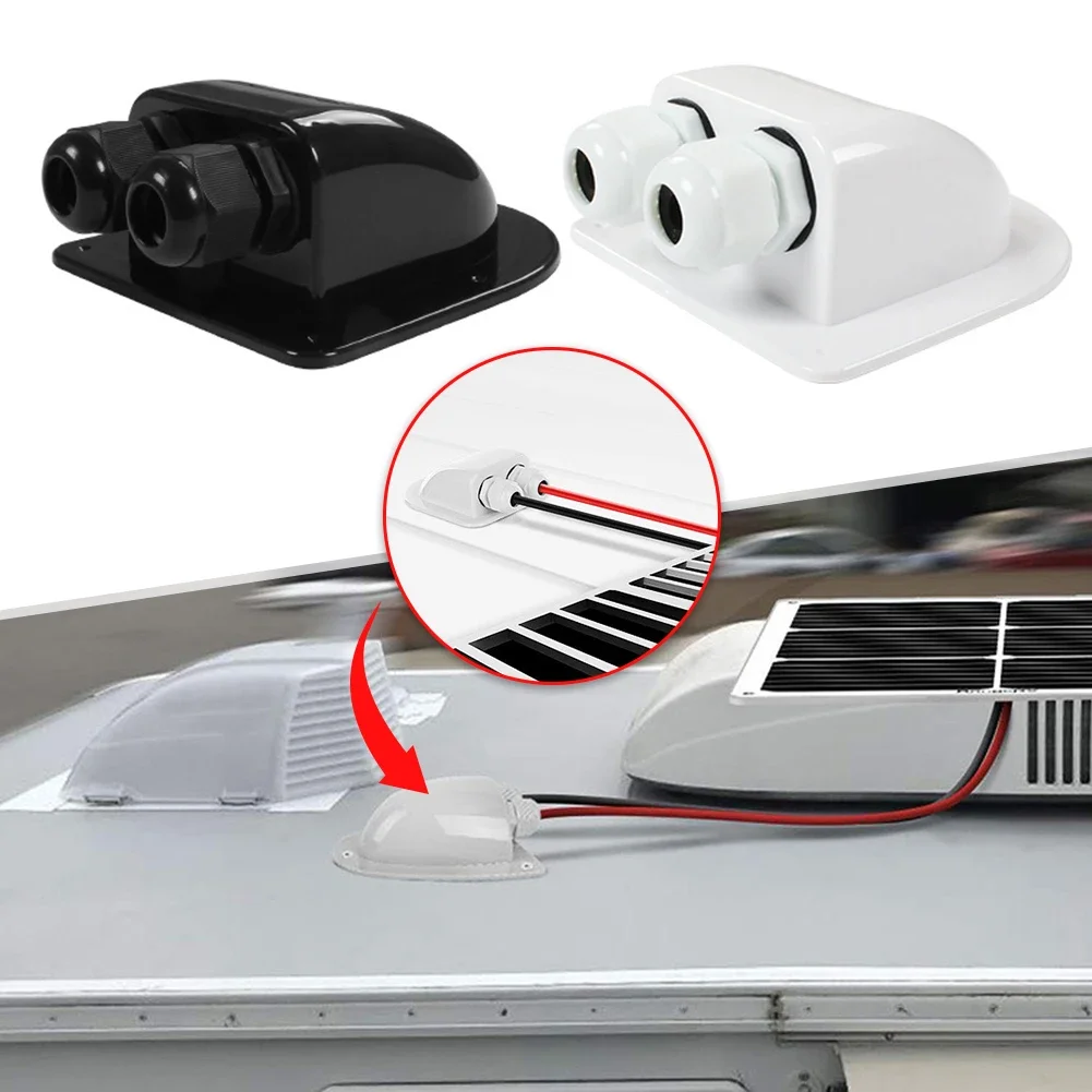 Double Wire Entry Gland Box Solar Panel Roof Wire Entry Gland Box Cable Motorhome White Double Hole RV Yacht Car Accessories New