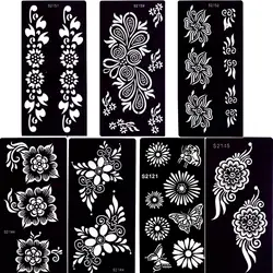 GLARYYEARS Temporary Tattoo Stencil - 7 Pack Flower large size, Henna Tattoo Hollow Templates, Makeup Long Lasting for Body