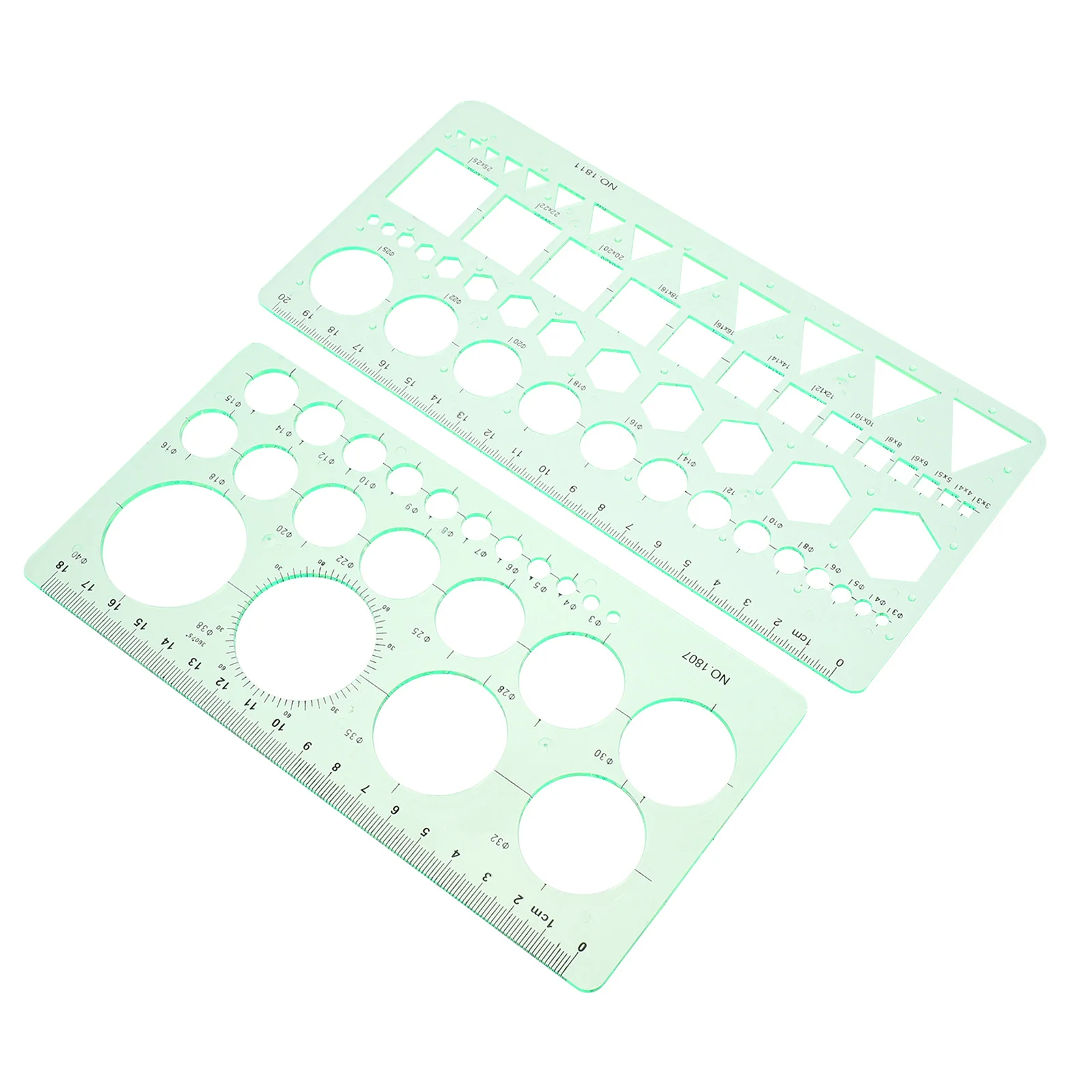 2Pcs Clear Geometric Drawing Templates Plastic Circle Oval Stencil Rulers Portable Multifunction Drafting Tools for Art