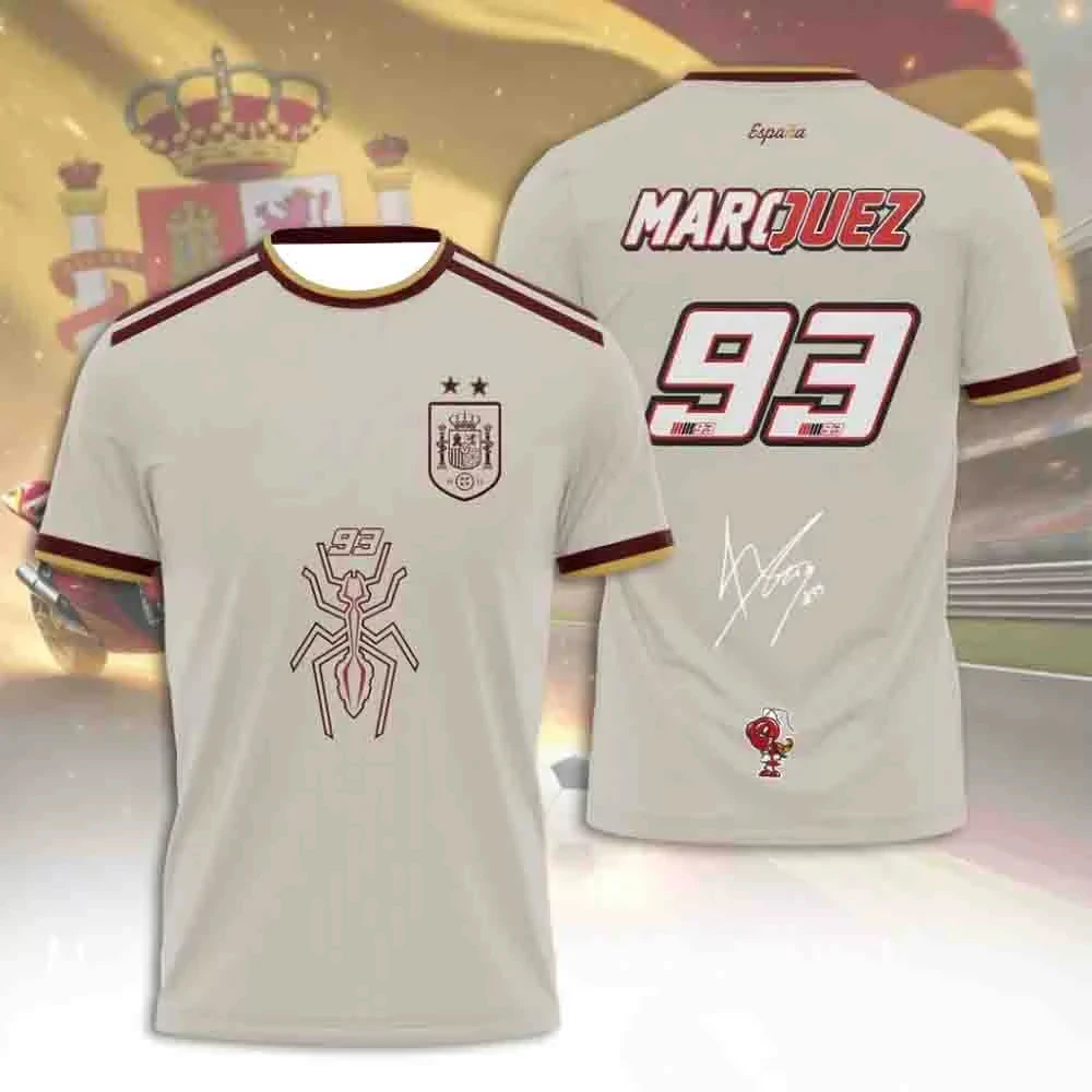 2026 Spain Marc Márquez #93 Moto Flag Graphic Jersey Summer Outdoor Sports Quick-Dry Breathable Family Matching Casual T-Shirt