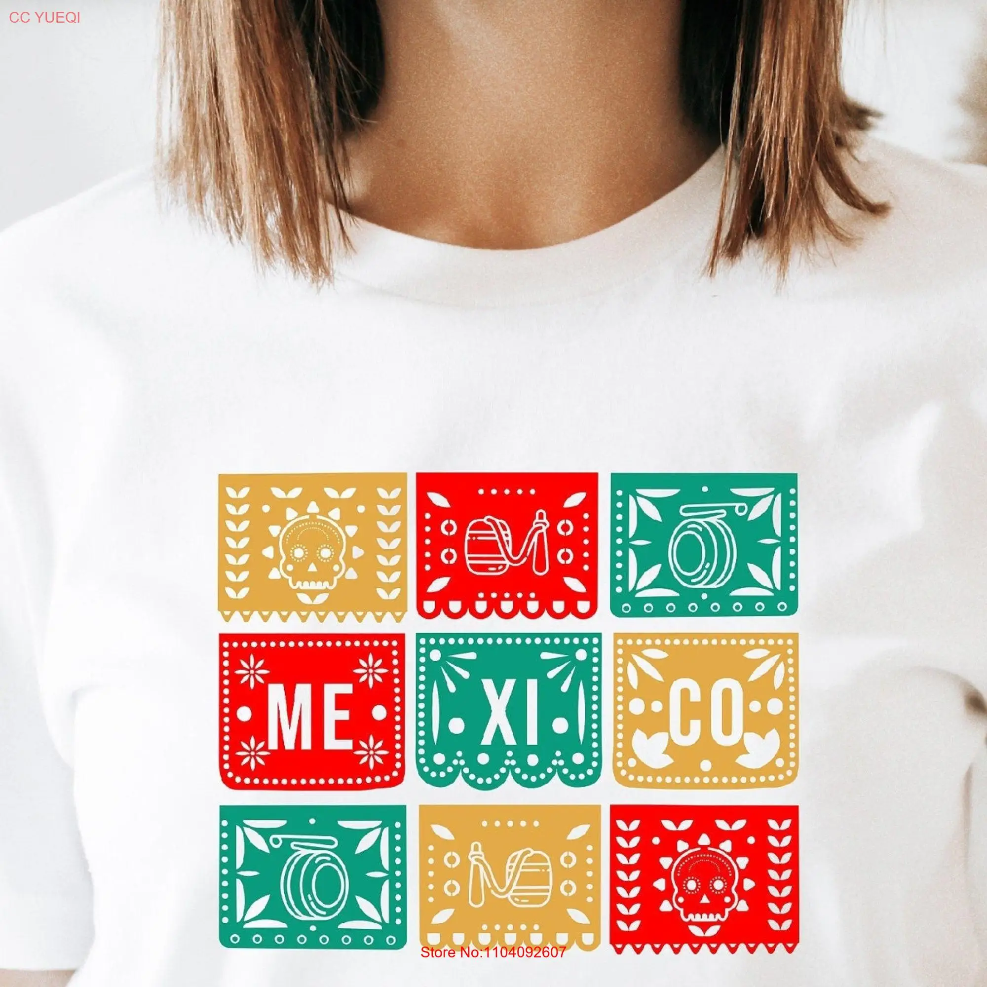 Mexico Papel Picado Inspired T Shirt Mexican Latino Toys Country Hispanic Heritage long or short sleeves