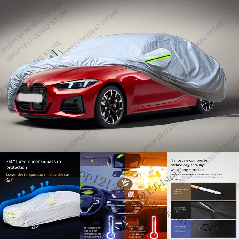Volledige autohoes compatibel met BMW 4 Serie 2021-2025 G22 G23, all-weather buitenbescherming, zon-, UV-, regen- en stofdicht.