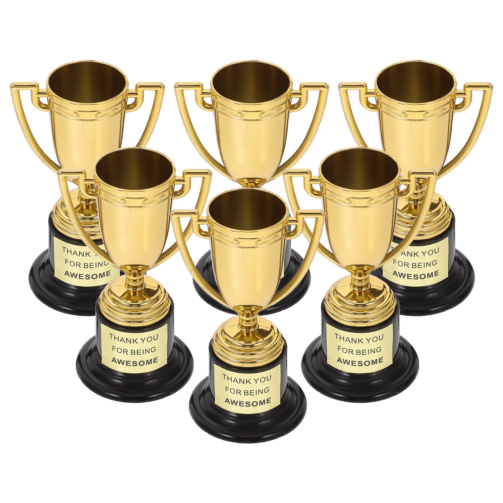

6Pcs Mini Gold Trophies Elegant Plastic Sports Awards Competitions Party Favors Lightweight Compact Storage Display
