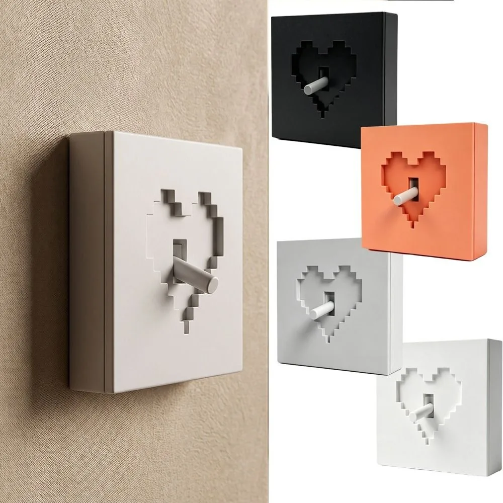3D Printed Pixel Heart Light Switch Cover Removable Waterproof Joystick Switch Stickers Accidental Touch Prevention