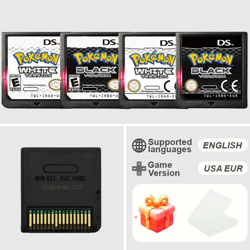 新品-ポケモン-ホワイト-ブラック-バージョン-ds-ゲーム-カートリッジ-レプリカ-高品質-usa-eur-英語版-dsl-dsi対応