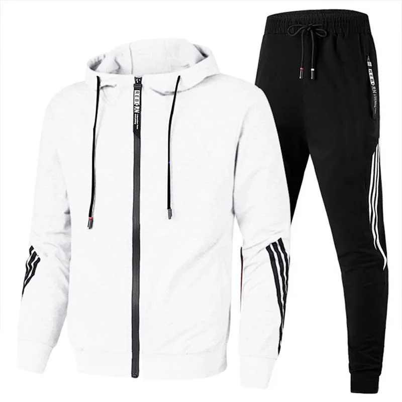 2024 Men\'s Winter Sports Suit Slim Fit Brand Sportswear Cardigan Long Sleeve Running Jacket Sweatpants High Quality 2 Pcs Set