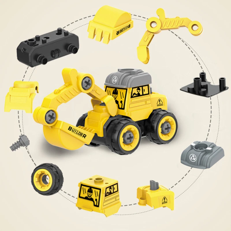 Disassembly Engineering Vehicle Toy DIY Nut Assembly Puzzle Simulation Sliding Excavation for Boys Improve Hand-Eye Coordination