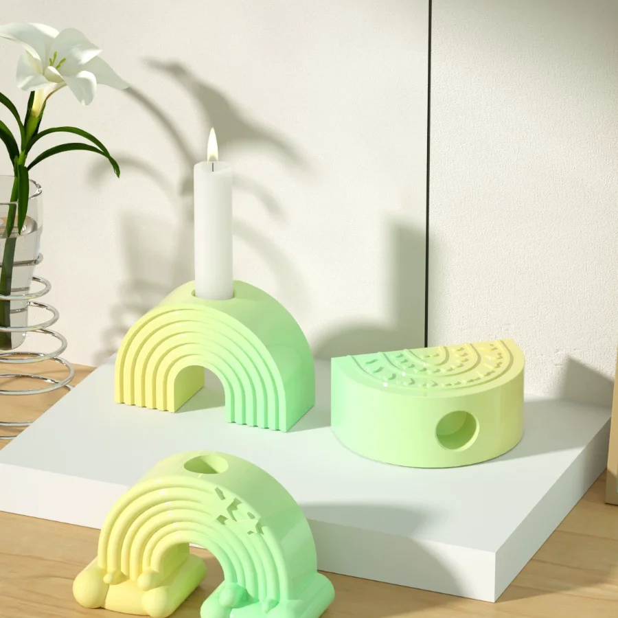 

Подсвечник, силиконовые формы, радужная арка, подсвечник, сделай сам, бетонная штукатурка, Радужный поднос для свечей, керамические формы, домашний декор