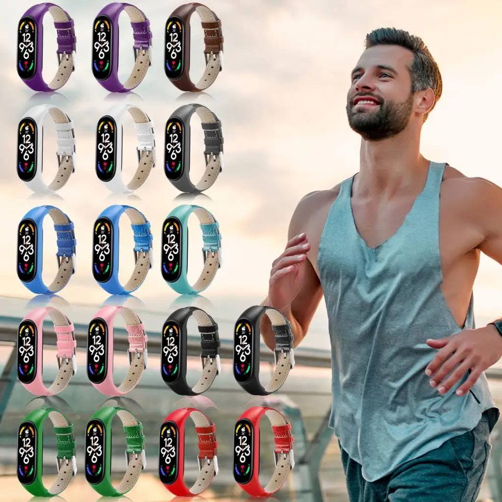 Riem Voor Xiaomi Mi Band 4 7 6 5 3 Voor Mi Band 5 Armband Lederen Mi Polsband 6 Band Polsbandjes Pulseira Smart Accessories