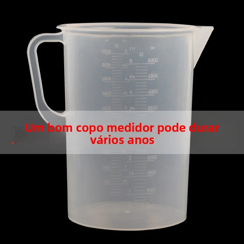 Copo Medidor Plástico Premium Reforçado de 5000ml com Escala, Jarra Graduada de 5L para Cozinha, Culinária, Confeitaria e DIY