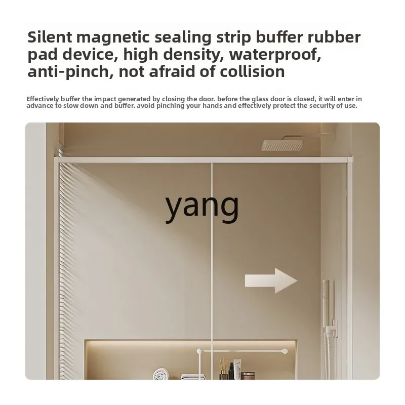 

Lmm minimalist shower room bathroom glass sinking shower partition wet and dry separation glass push-pull