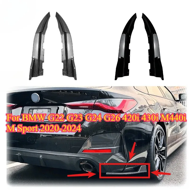

For BMW G22 G23 G24 G26 420i 430i M440i M Sport 2020-2024 Rear Bumper Side Spoiler Corner Protector Diffuser Splitter Body Kit