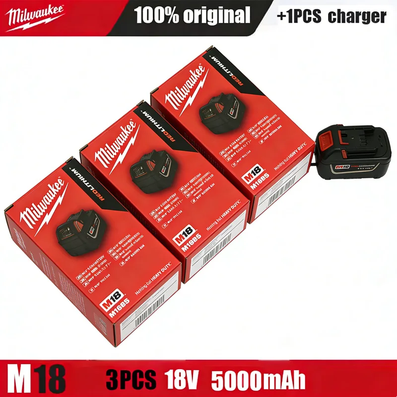 

M18B6 Original Milwaukee battery M18 6.0Ah 5.0Ah ,Milwaukee charger, 48-11-1860, 48-11-1850, 48-11-1840,Tool Lithium Battery