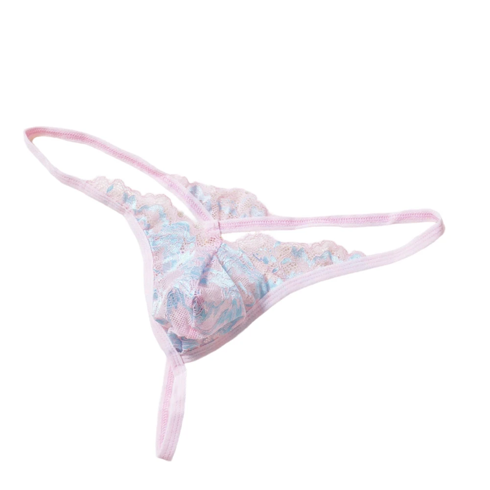 

Men Lace Mesh Underwear For Man Femboy Bulge Pouch Very Hot Strings Printing Low Waist Ultra-Thin Panties See Through Thongs