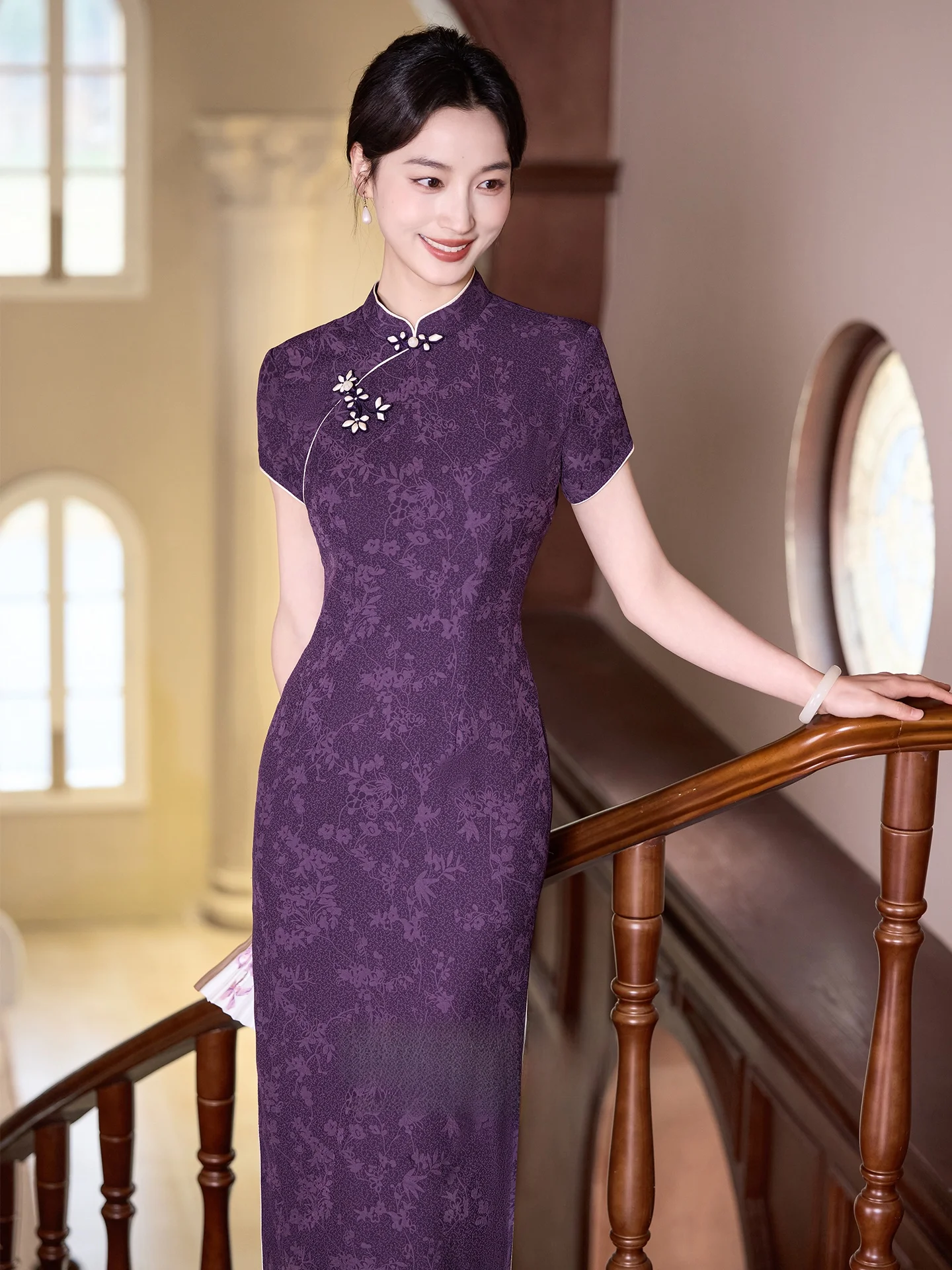 

Young Style Purple Wedding Dress Reformed Chinese New Version Matron of Evening Gown Suitable for Daily Wear