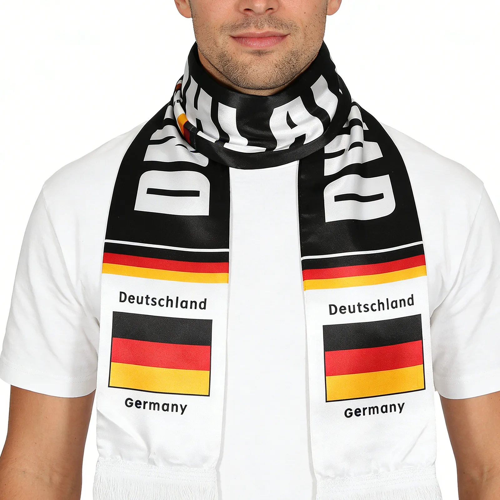 

Футбольный шарф для болельщиков, 53x5 дюймов, с дизайном флага Германии, полиэстер, для поддержки спортивных команд, для праздников, сувенир для фанатов