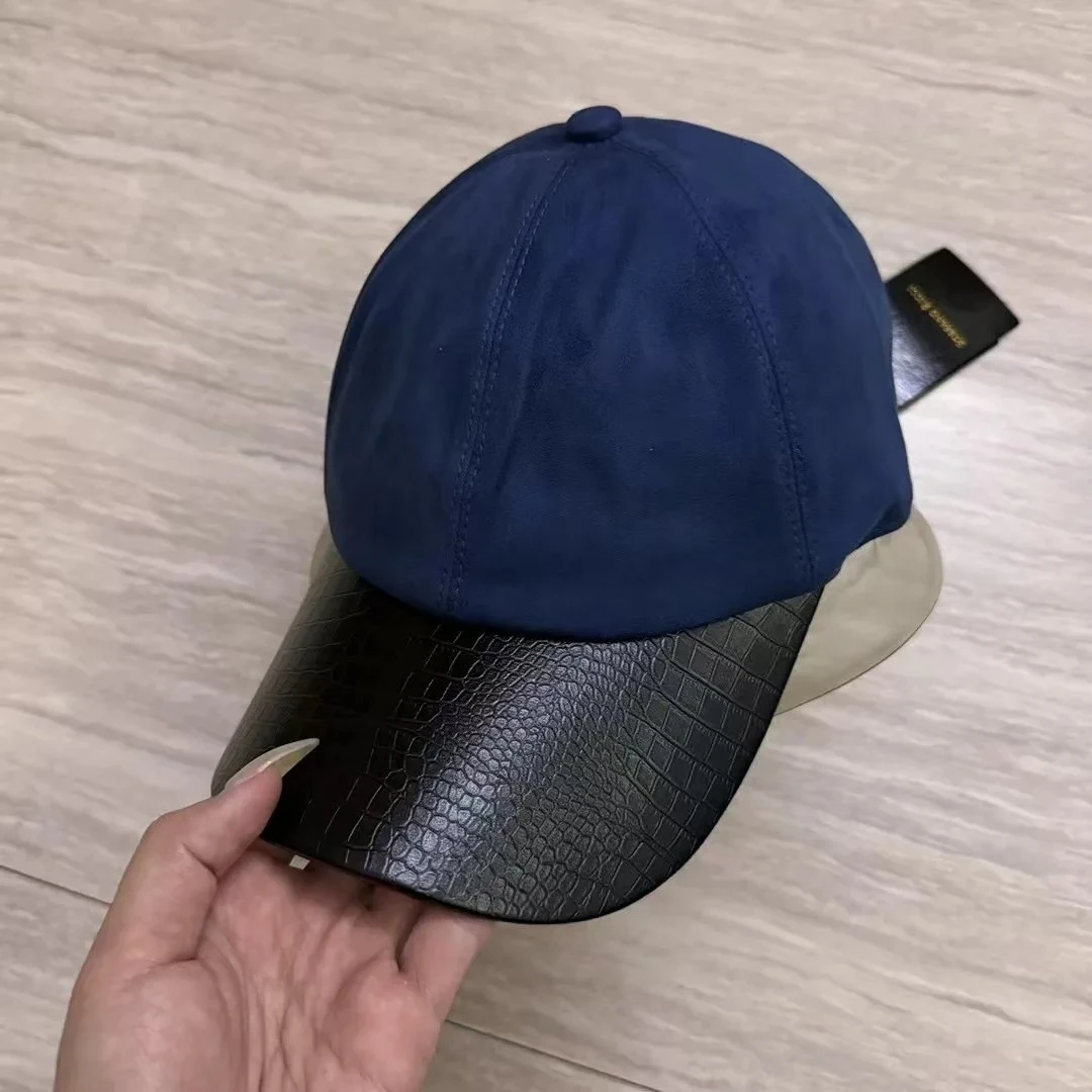 high-quality-new-men-duckbill-cap-vintage-flat-design-adjustable-with-leather-buckle-trendy-and-versatile-black-baseball-cap