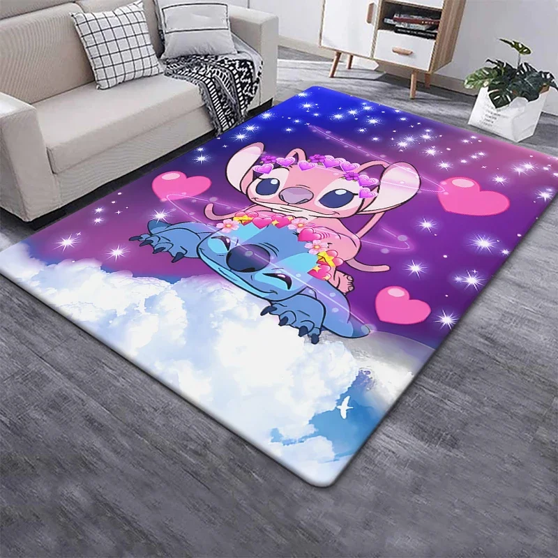 Tapis d\'impression HD de dessin animé Stitch, salon, chambre à coucher, décoration, pique-nique, camp, cuisine, polymères inoling, porte de salle de