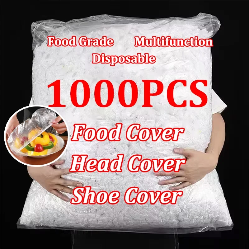 100-1000pcs Plastic Disposable Food Covers, Elastic Food Lids, Fruit Bowls, Cups, Caps, Food Storage Bags, Kitchen Dust Cover