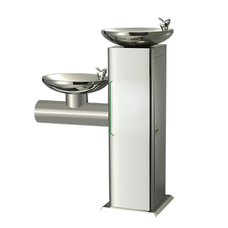 Outdoor public water dispenser, park playground, direct drinking water table, stainless steel high and low basin nozzle