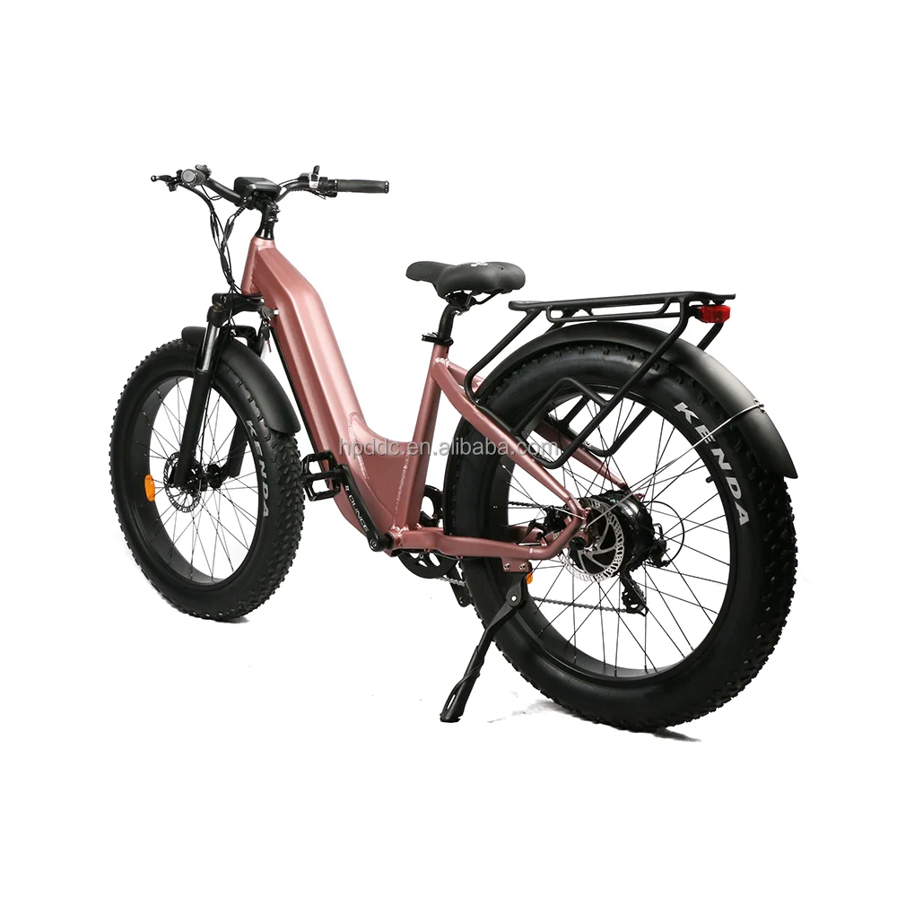 52V Step Through Electric Fat Tire 1000w Powerful Engine Suspension Hydraulic 40 80km Range Mtb E Bicycle Hybrid Color Optional